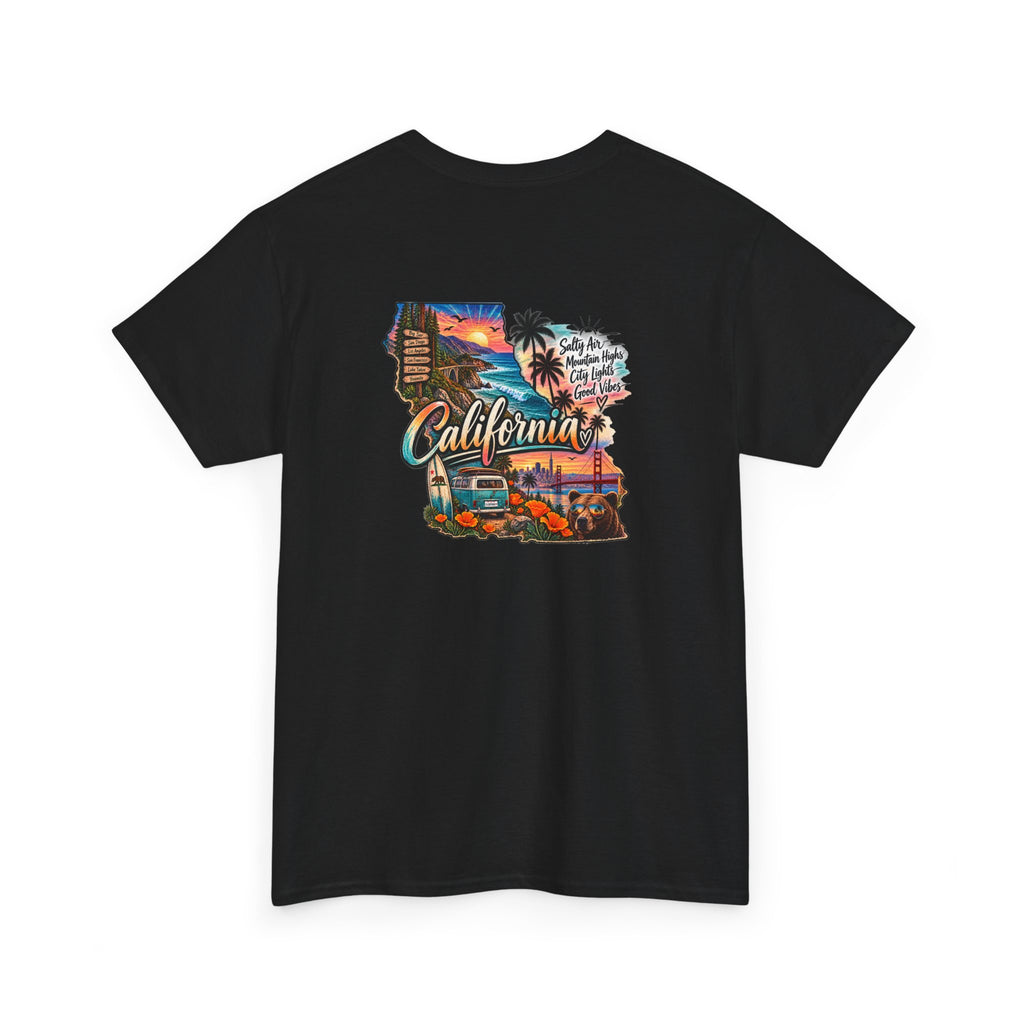California Retro Coastal Tee — Vintage Sunset Palm Beach Graphic T-Shirt