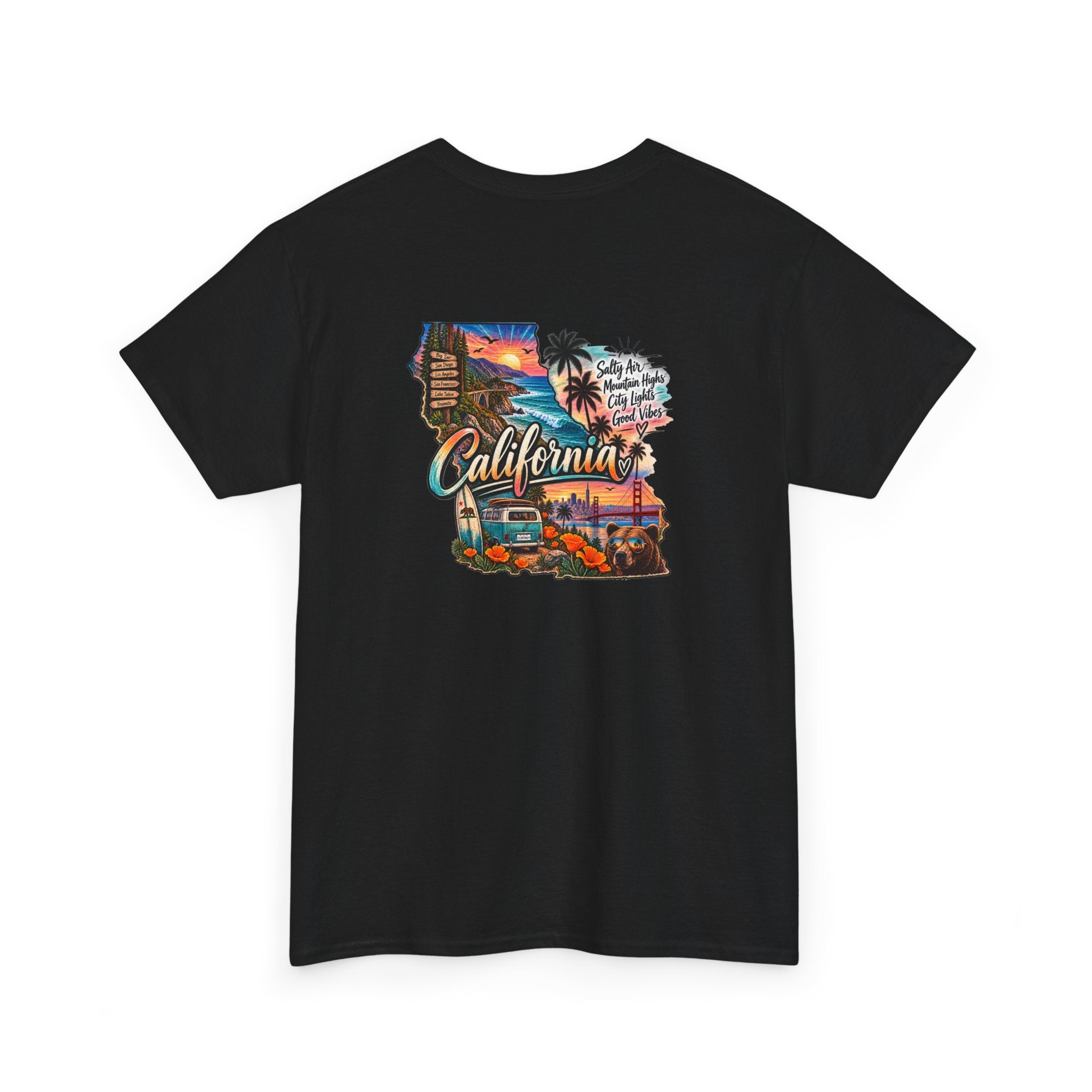 California Retro Coastal Tee — Vintage Sunset Palm Beach Graphic T-Shirt