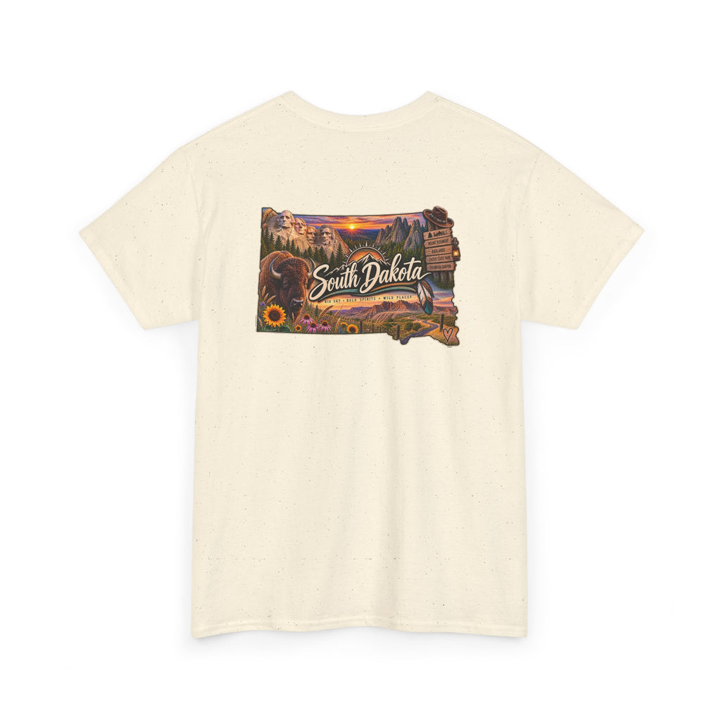 South Dakota State Map T-Shirt — Scenic Sunset & Sunflower Travel Tee