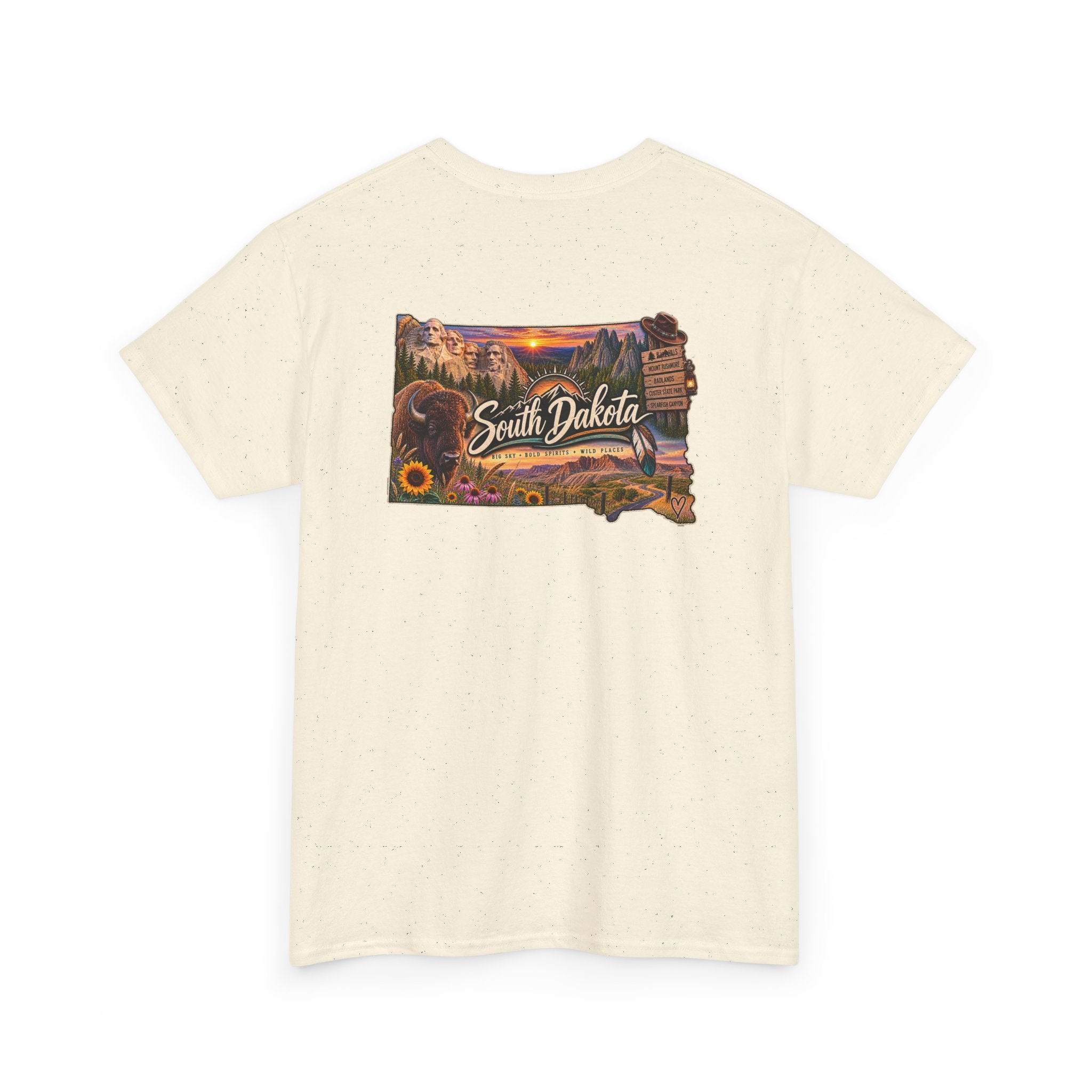 South Dakota State Map T-Shirt — Scenic Sunset & Sunflower Travel Tee