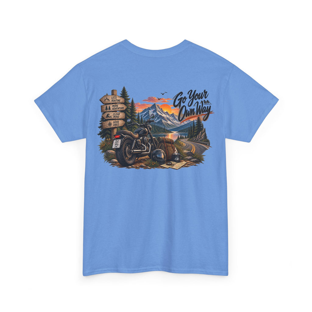 Adventure Motorcycle Tee — "Go Your Own Way" Scenic Biker T-Shirt