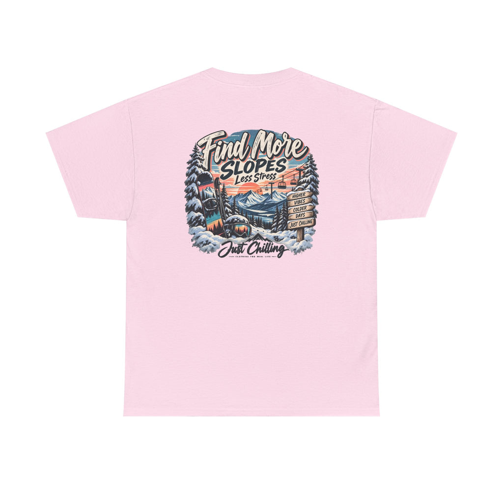 Camiseta Gráfica de Esquí Just Chilling - Encuentra Más Pistas, Menos Estrés