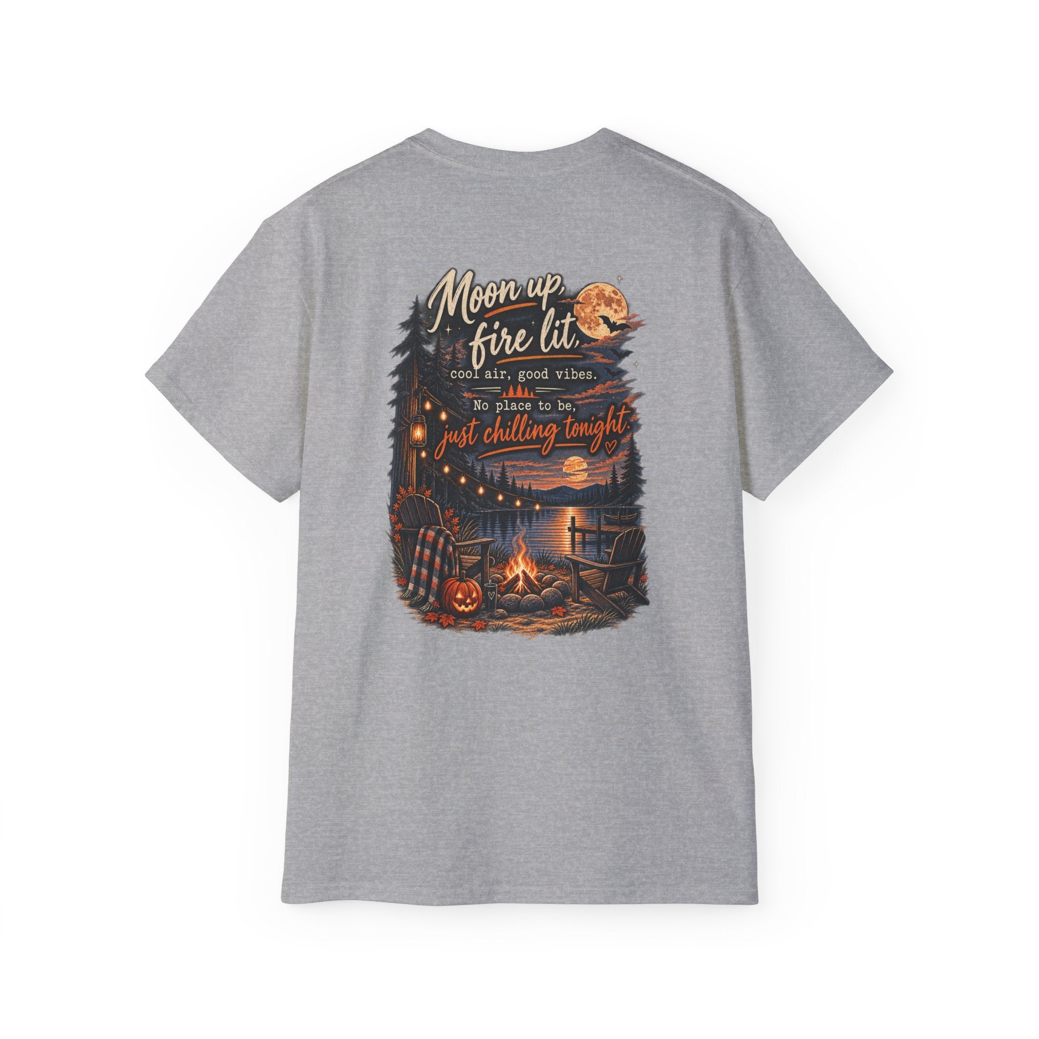 Campfire Night Tee — "Moon up, fire lit" Graphic T-Shirt