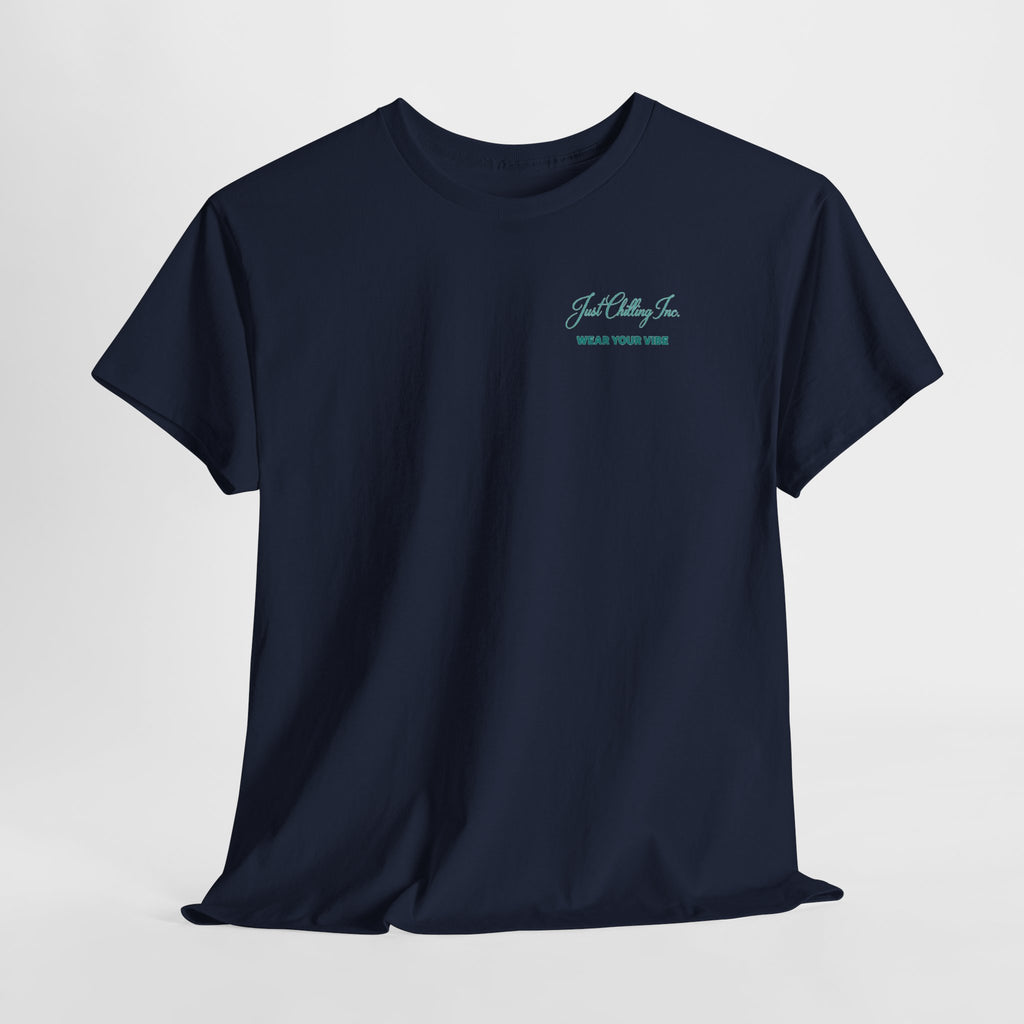 Just Chillin Sunset Palm Tee – Vintage Coastal Graphic T-Shirt