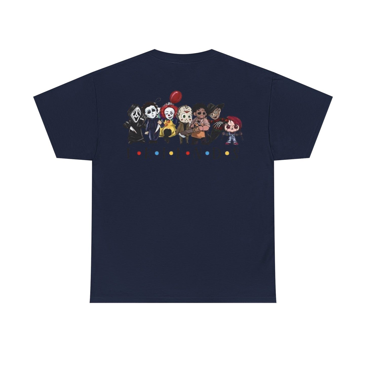 Creepy Friends Chibi Horror Tee – Funny Halloween Cartoon Villains T-Shirt, Unisex, Made in the USA