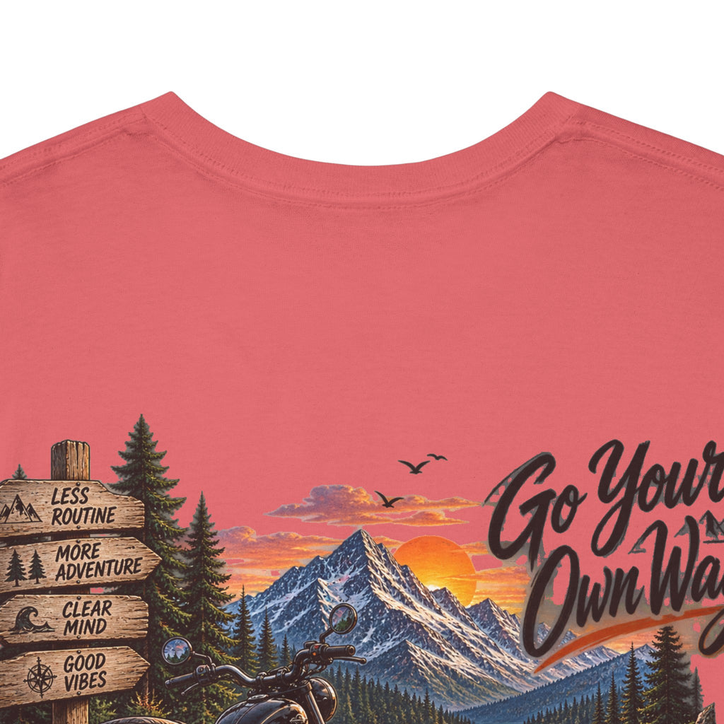 Adventure Motorcycle Tee — "Go Your Own Way" Scenic Biker T-Shirt