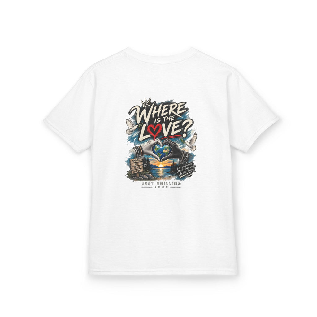 Where’s the Love? Kids Unisex Graphic Tee | Just Chilling Shop