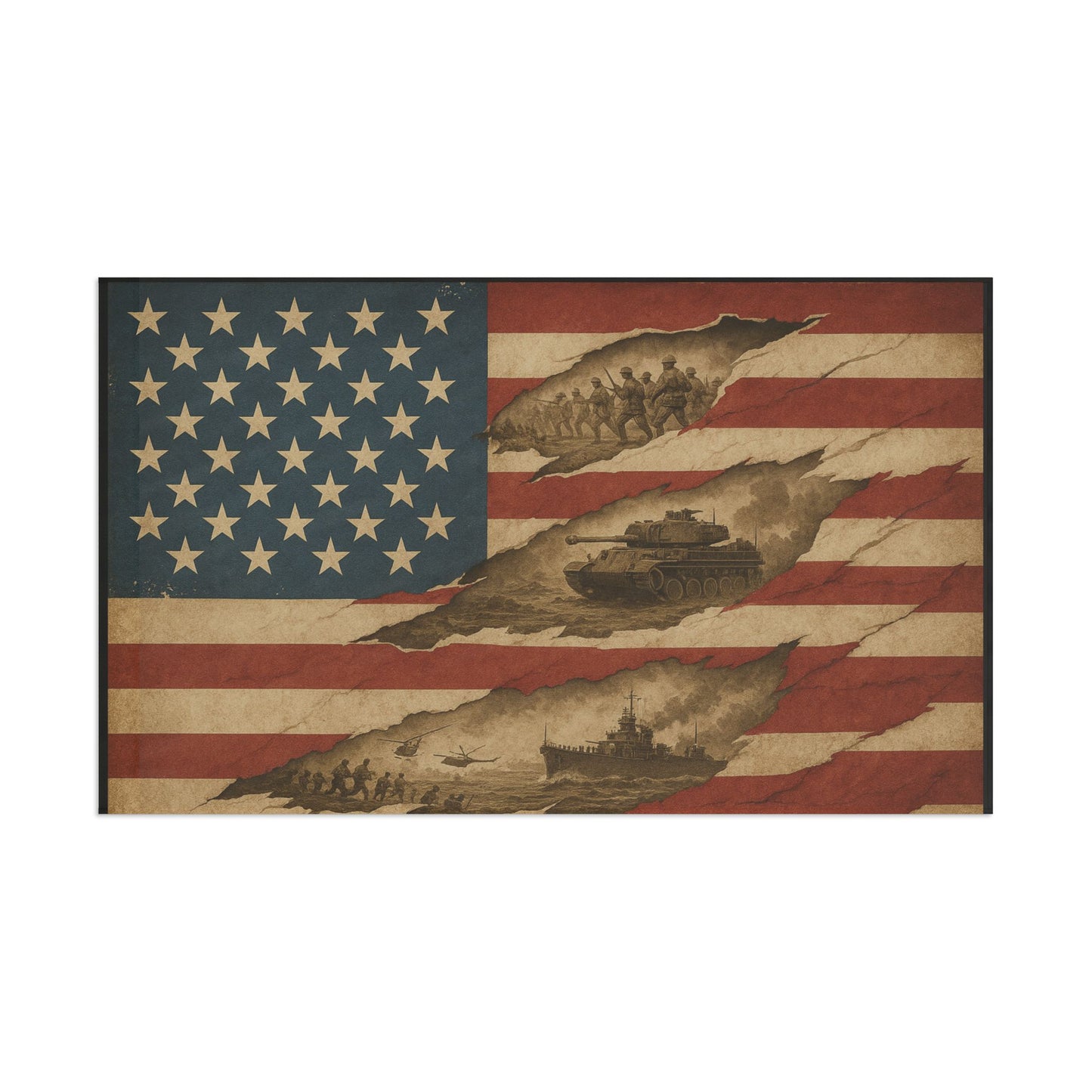 Torn American Flag - Hidden Battles Patriotic Wall Art