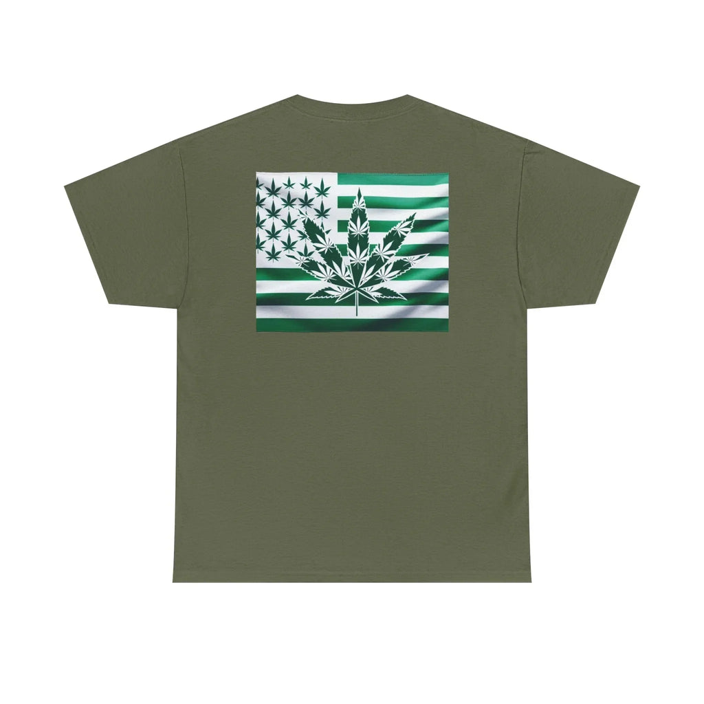 Unisex Heavy Cotton Tee cannabis all-star and flag tee - Just Chilling Inc.