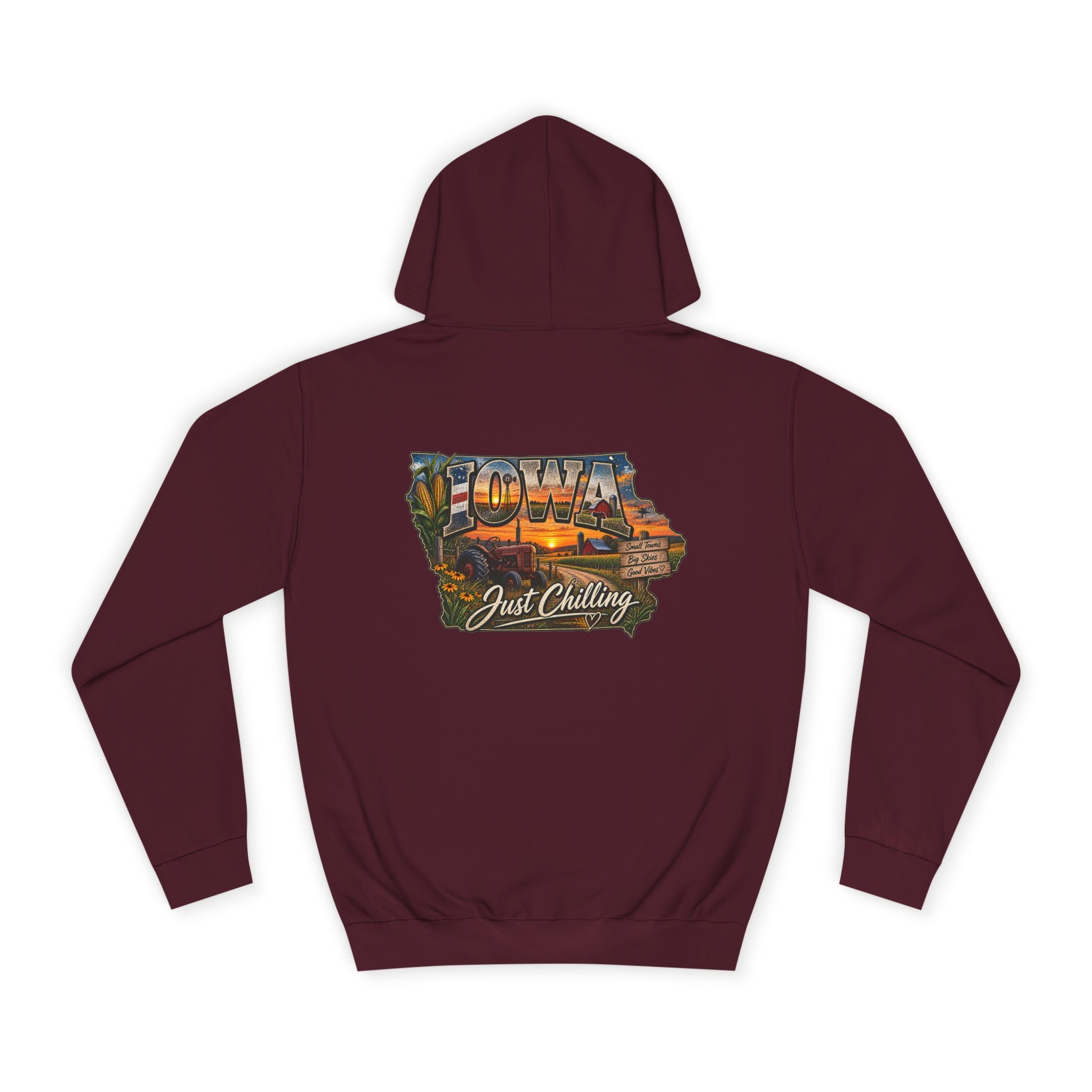 Iowa State Hoodie — 'Iowa Just Chilling' Retro Landscape College Sweatshirt
