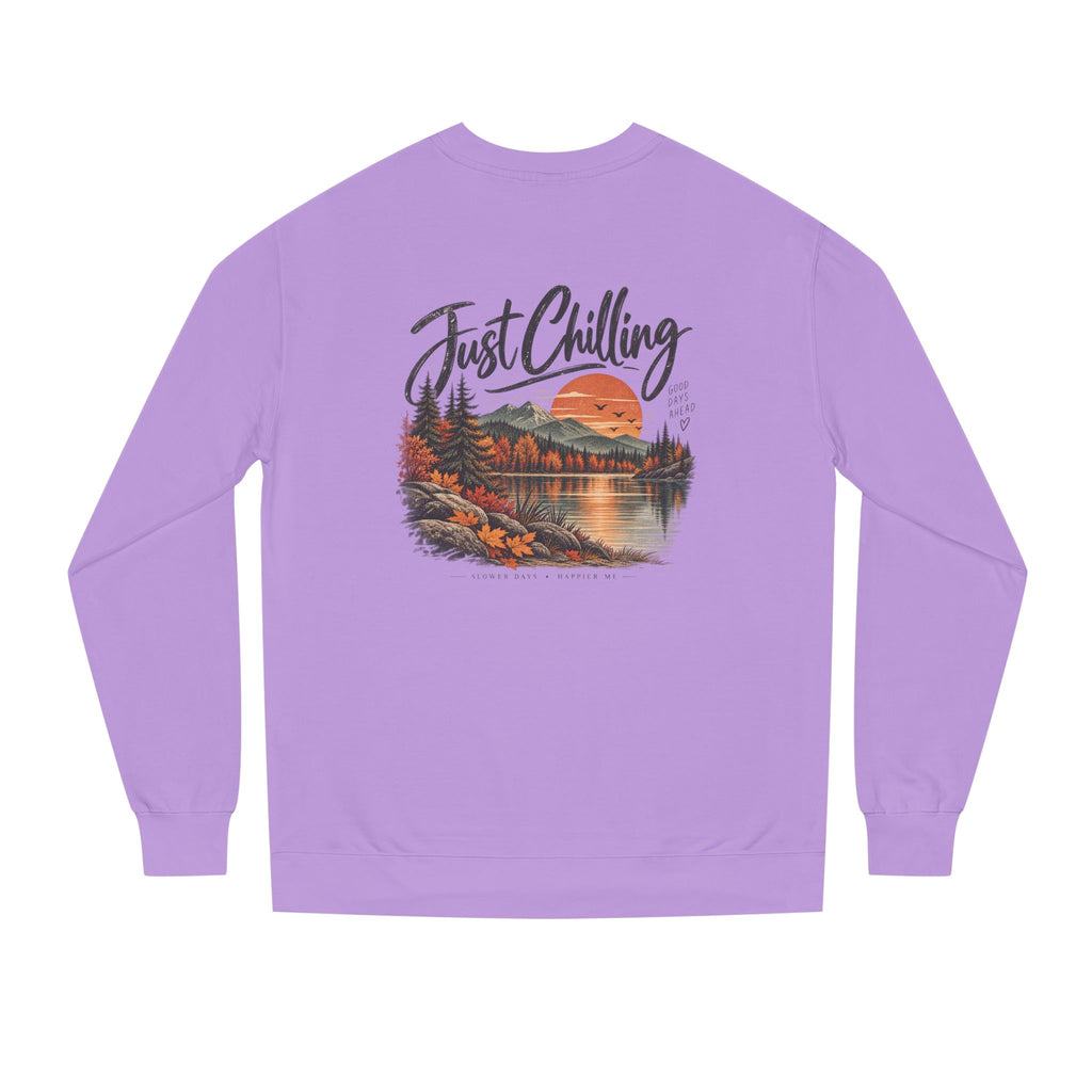 Just Chilling Sweatshirt — Cozy Lake Sunset Crewneck