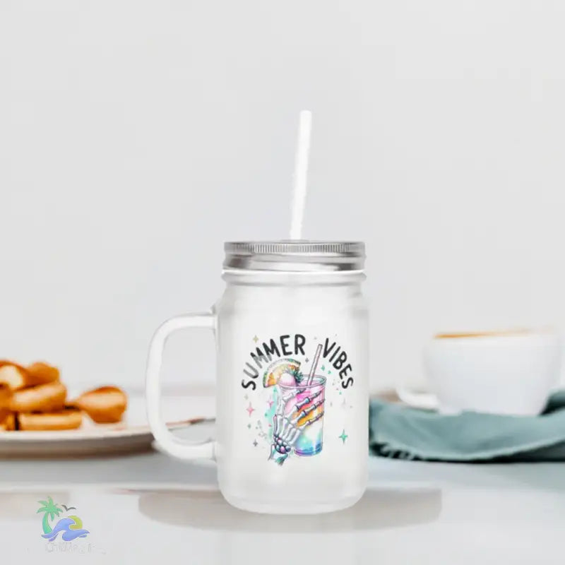 16oz Summer Vibes Sipper Glass – Perfect for Refreshing Drinks & Relaxation - 12oz / Transparent / Frosted - Mug