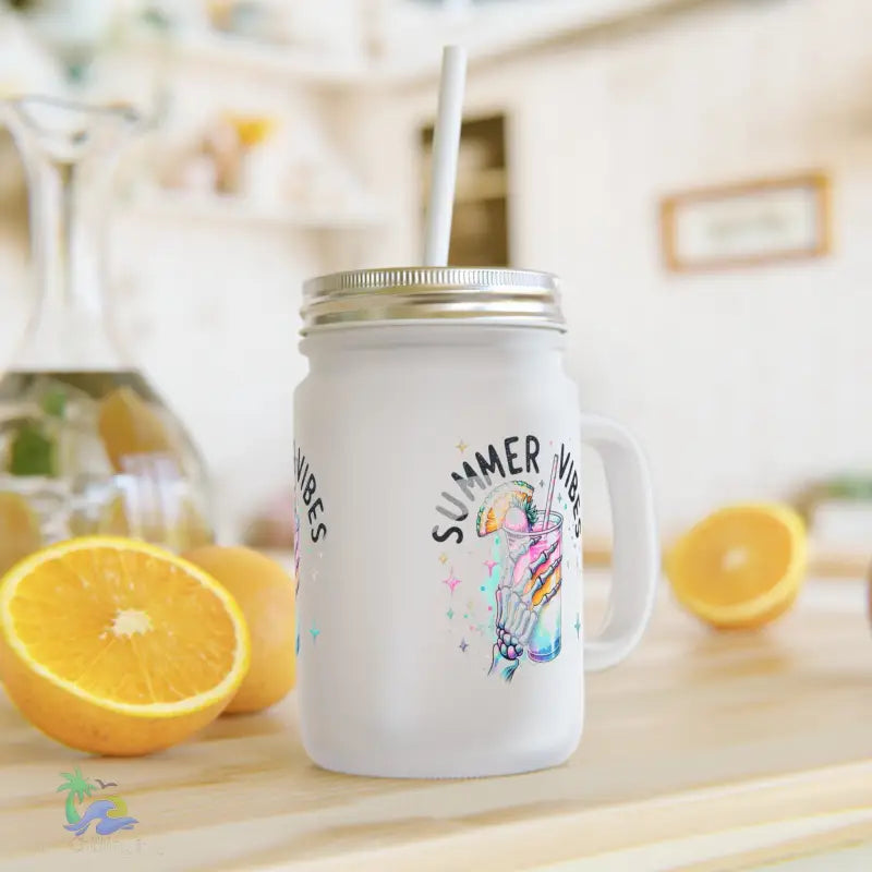 Sipper Glass 16oz summer vibes - 12oz / Transparent / Frosted - Mug