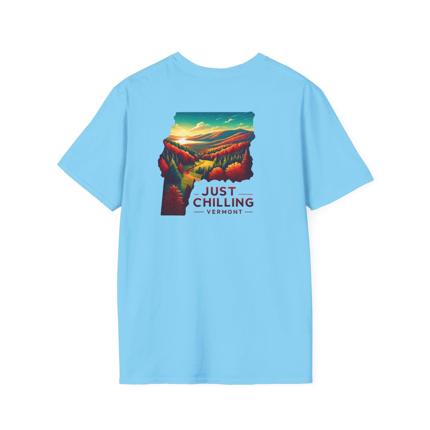 Just Chilling Unisex Softstyle T-Shirt, Casual Tee, Summer Wear, Vermont Graphic Tee, Relaxed Fit Shirt, Outdoor Adventure Top