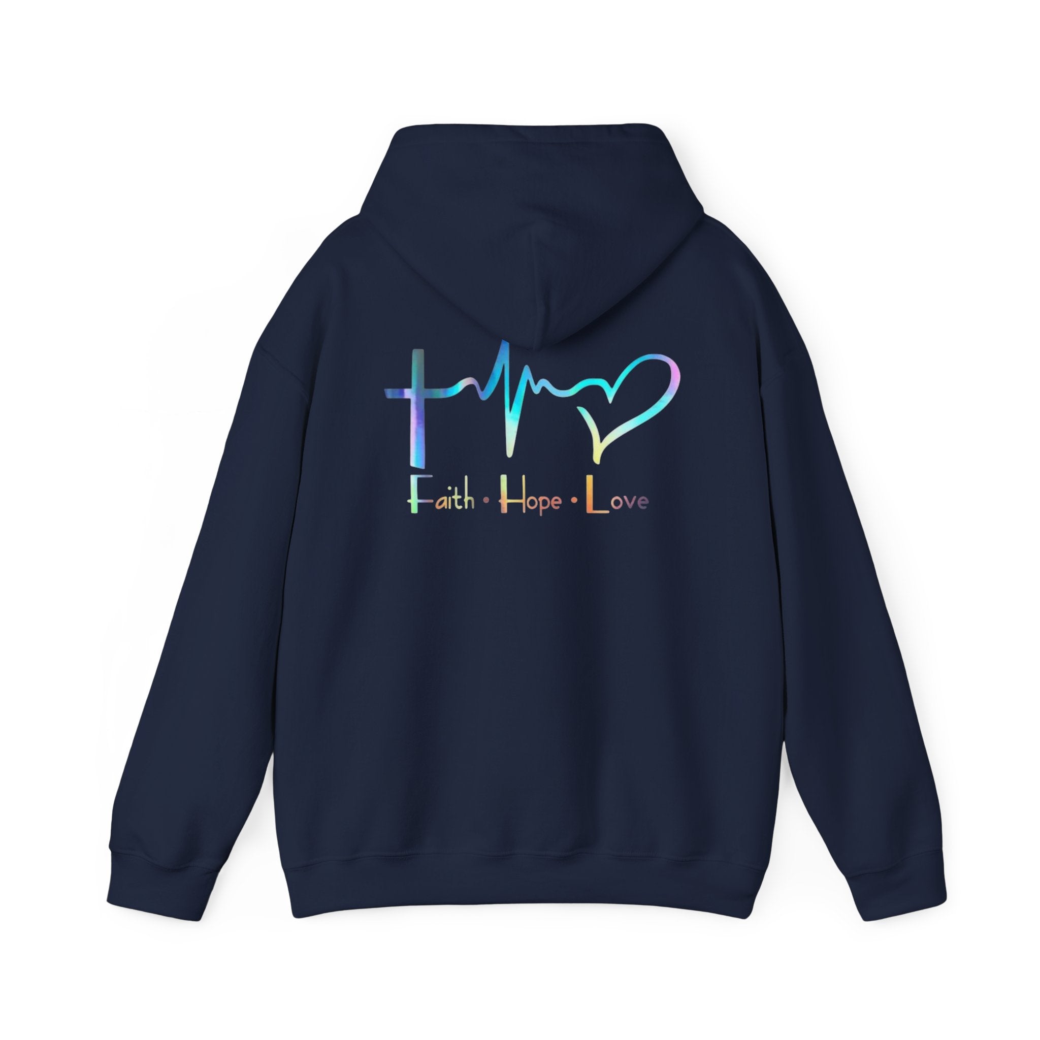 Faith Hope Love Hoodie – Christian Cross Heartbeat Pullover