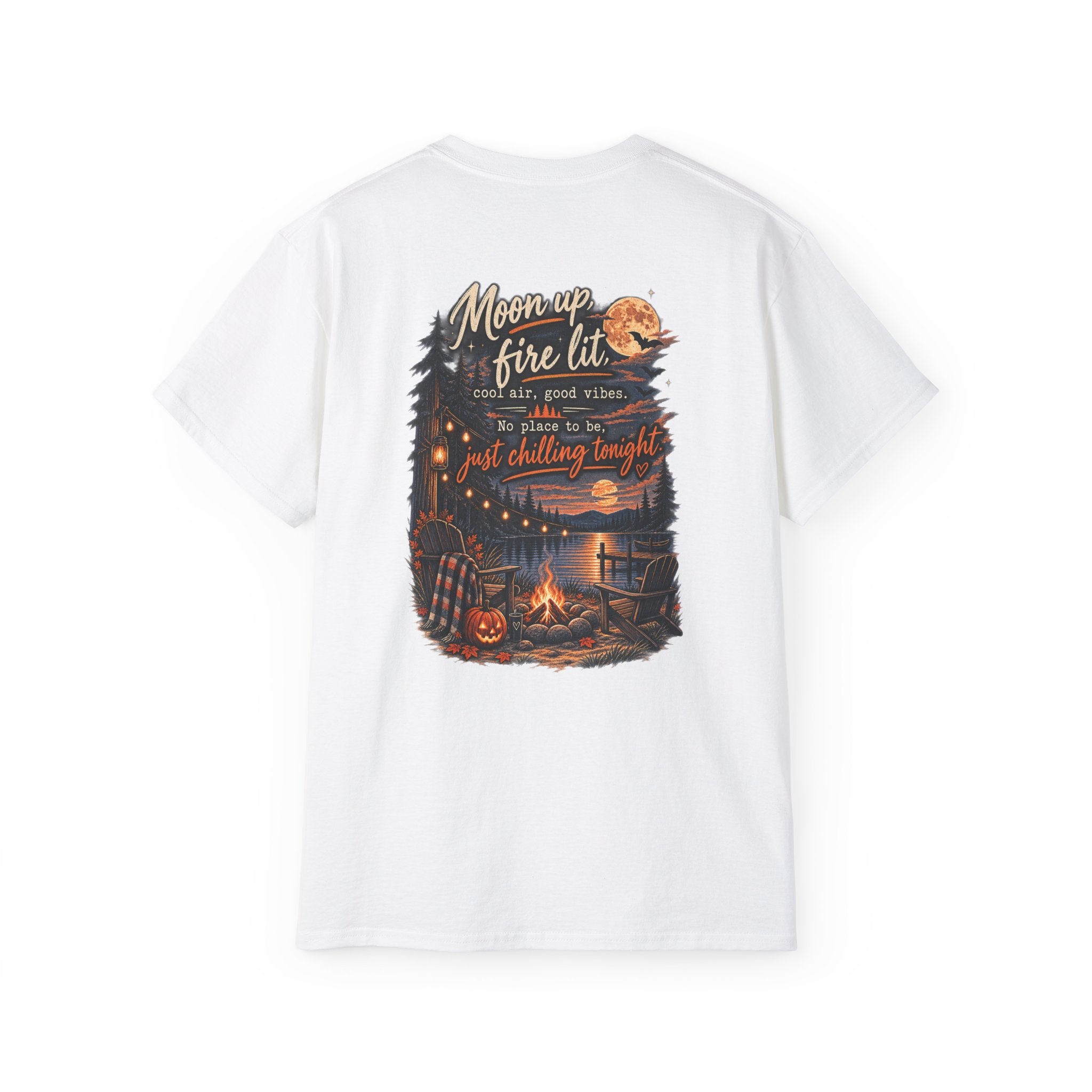 Campfire Night Tee — "Moon up, fire lit" Graphic T-Shirt