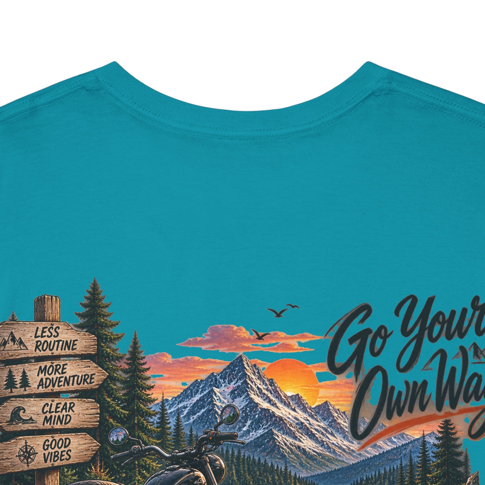 Adventure Motorcycle Tee — "Go Your Own Way" Scenic Biker T-Shirt