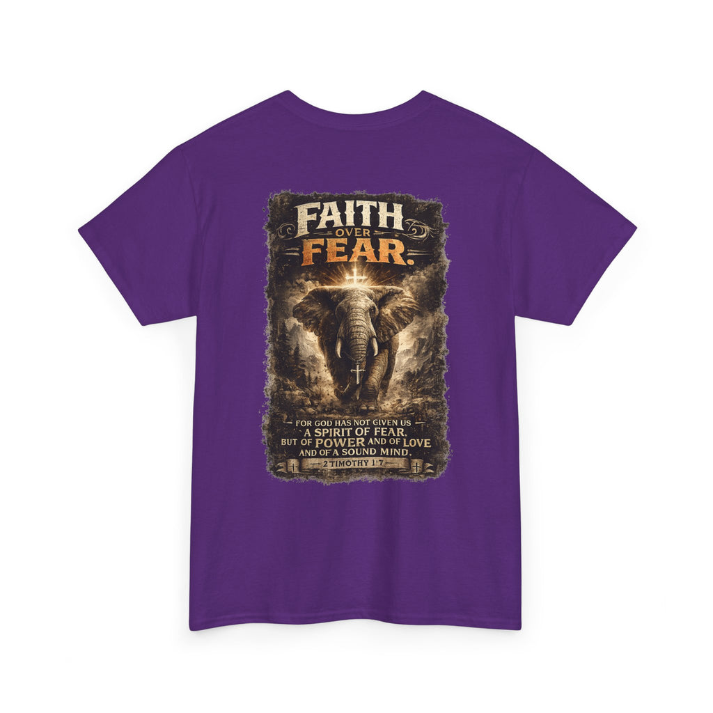 Faith Over Fear Elephant Graphic Tee — Inspirational Christian Shirt