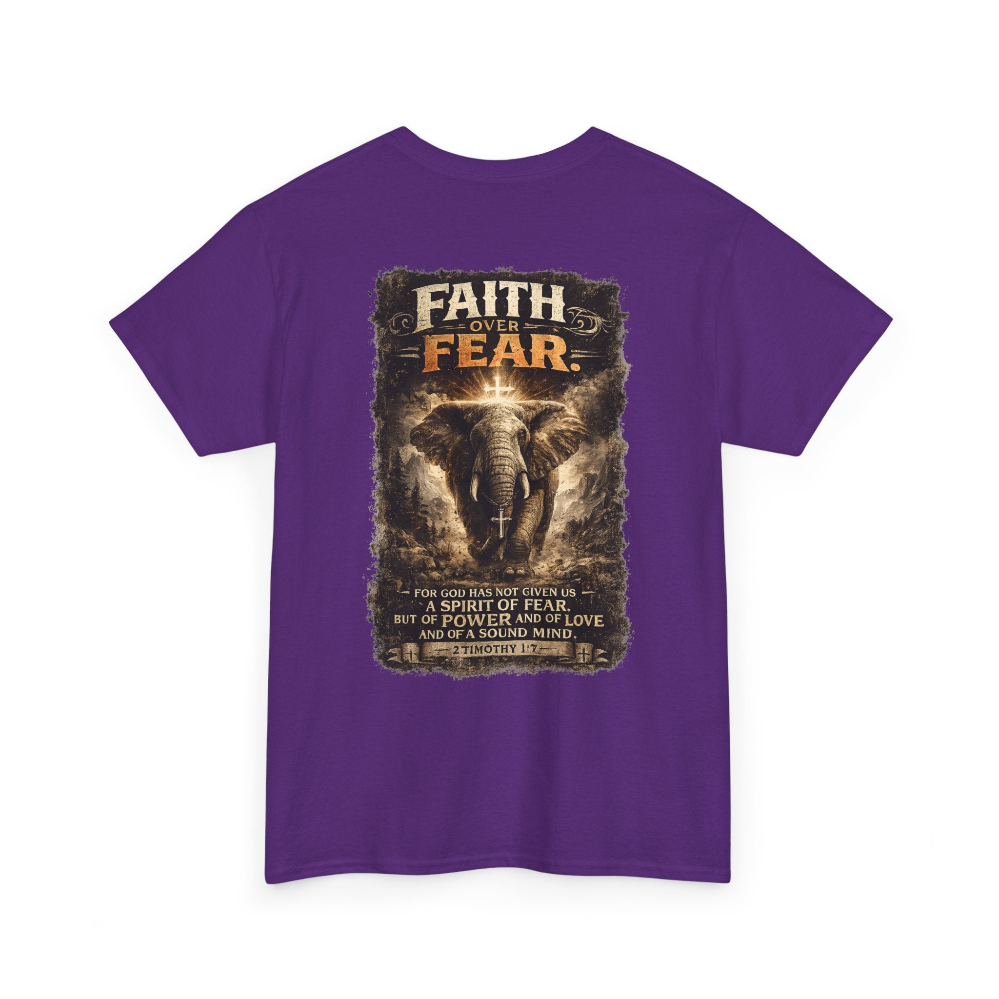Faith Over Fear Elephant Graphic Tee — Inspirational Christian Shirt