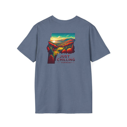 Just Chilling Unisex Softstyle T-Shirt, Casual Tee, Summer Wear, Vermont Graphic Tee, Relaxed Fit Shirt, Outdoor Adventure Top