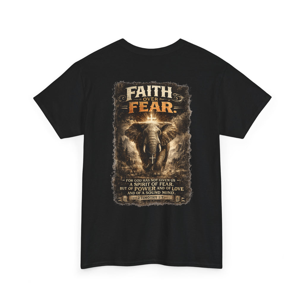 Faith Over Fear Elephant Graphic Tee — Inspirational Christian Shirt