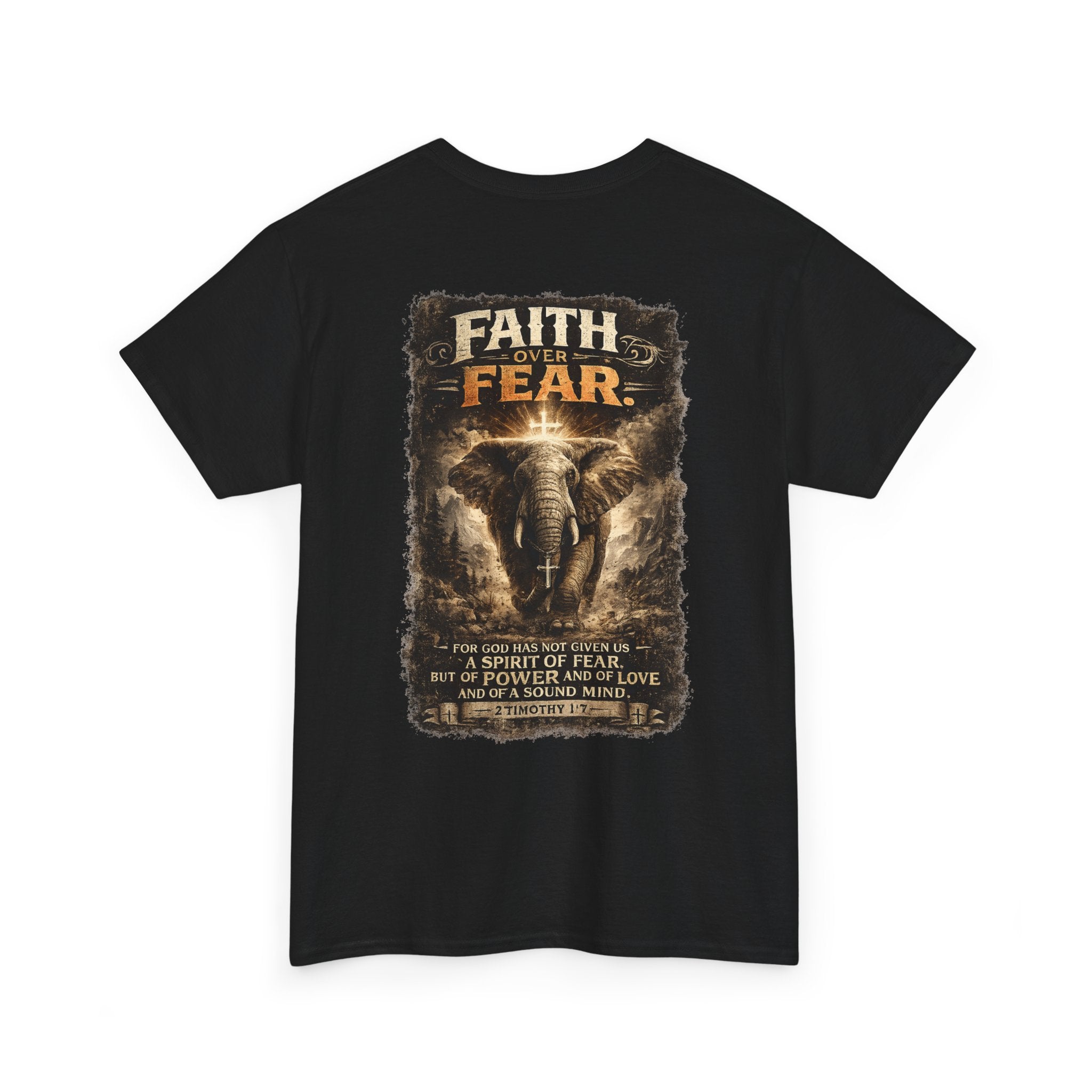 Faith Over Fear Elephant Graphic Tee — Inspirational Christian Shirt