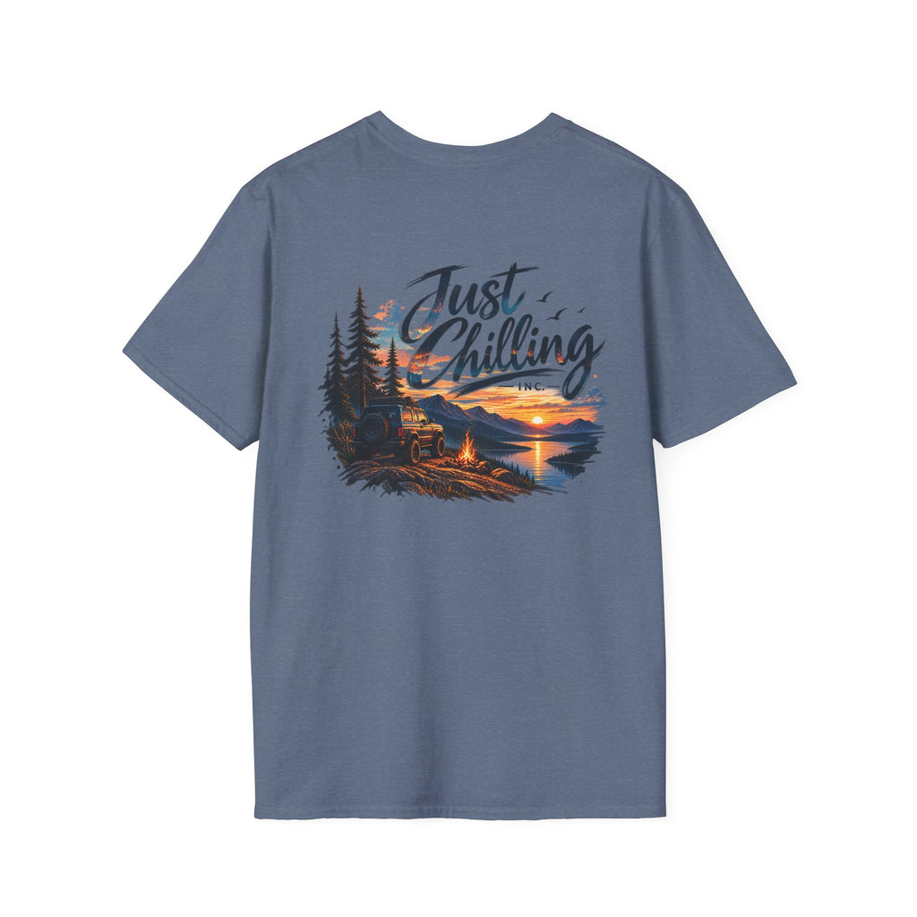 Just Chilling Outdoor Adventure T-Shirt | Camping, Mountains & Sunset Graphic Tee