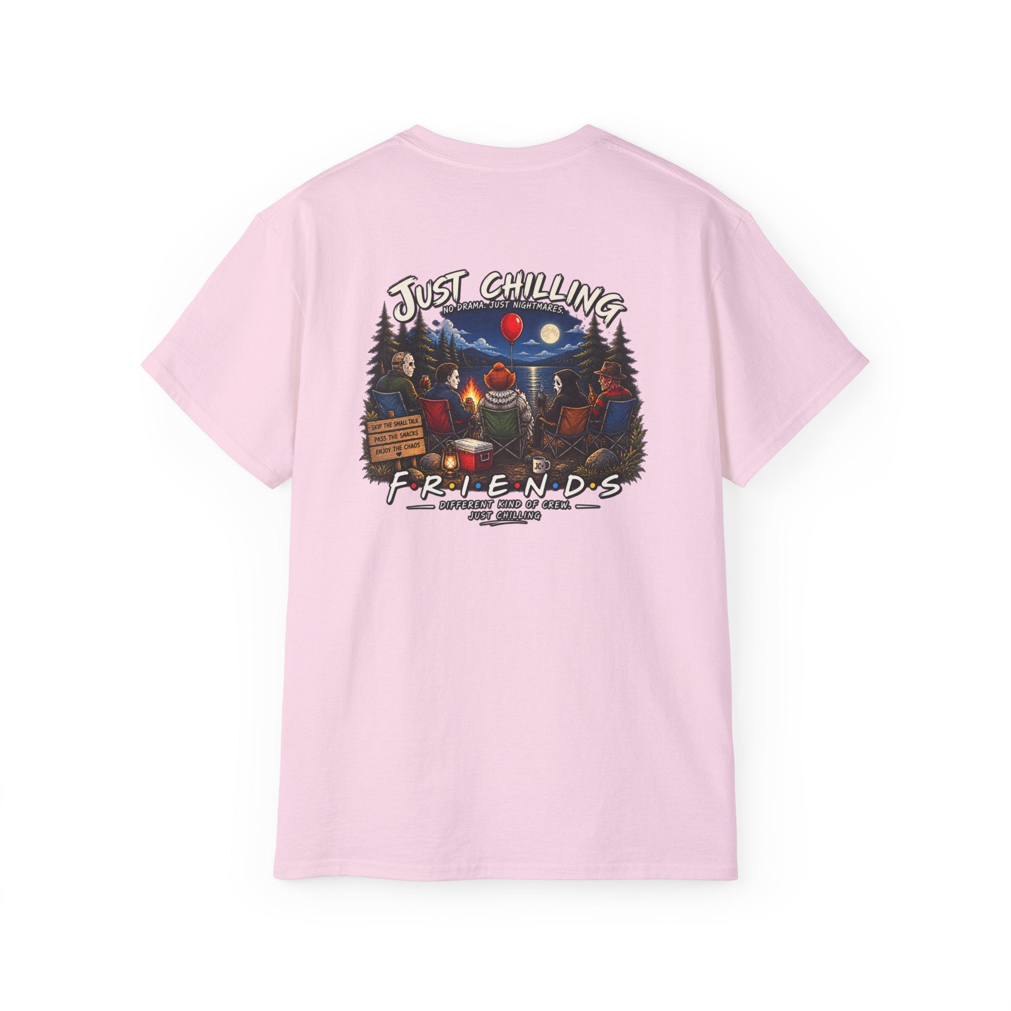 All Your Favorite Creepy Friends T-Shirt – Horror Movie Villains “Just Chilling” Graphic Tee | Made in the USA