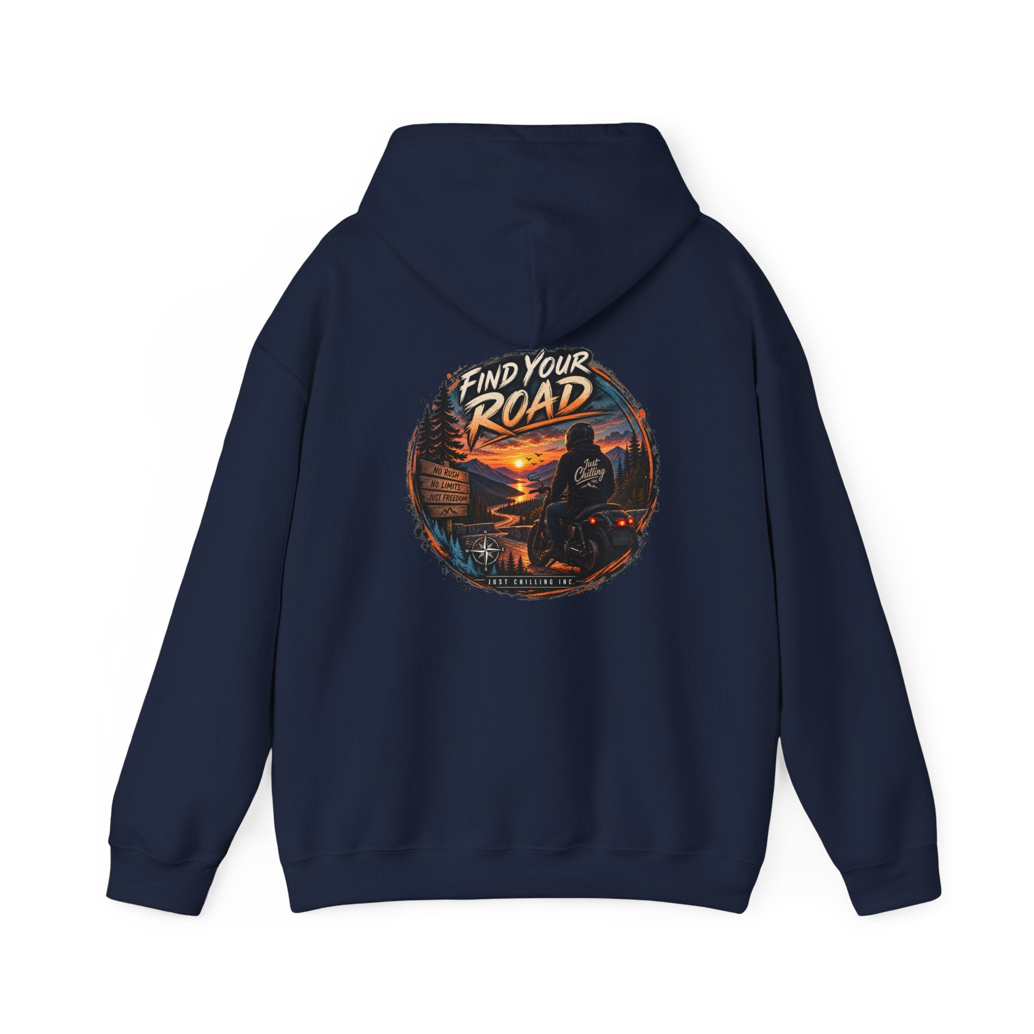 Hoodie — 'Find Your Road' Sunset Motorcycle Adventure Hooded Sweatshirt