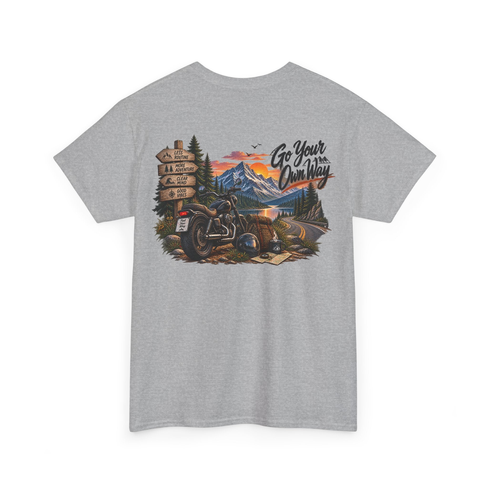 Adventure Motorcycle Tee — "Go Your Own Way" Scenic Biker T-Shirt