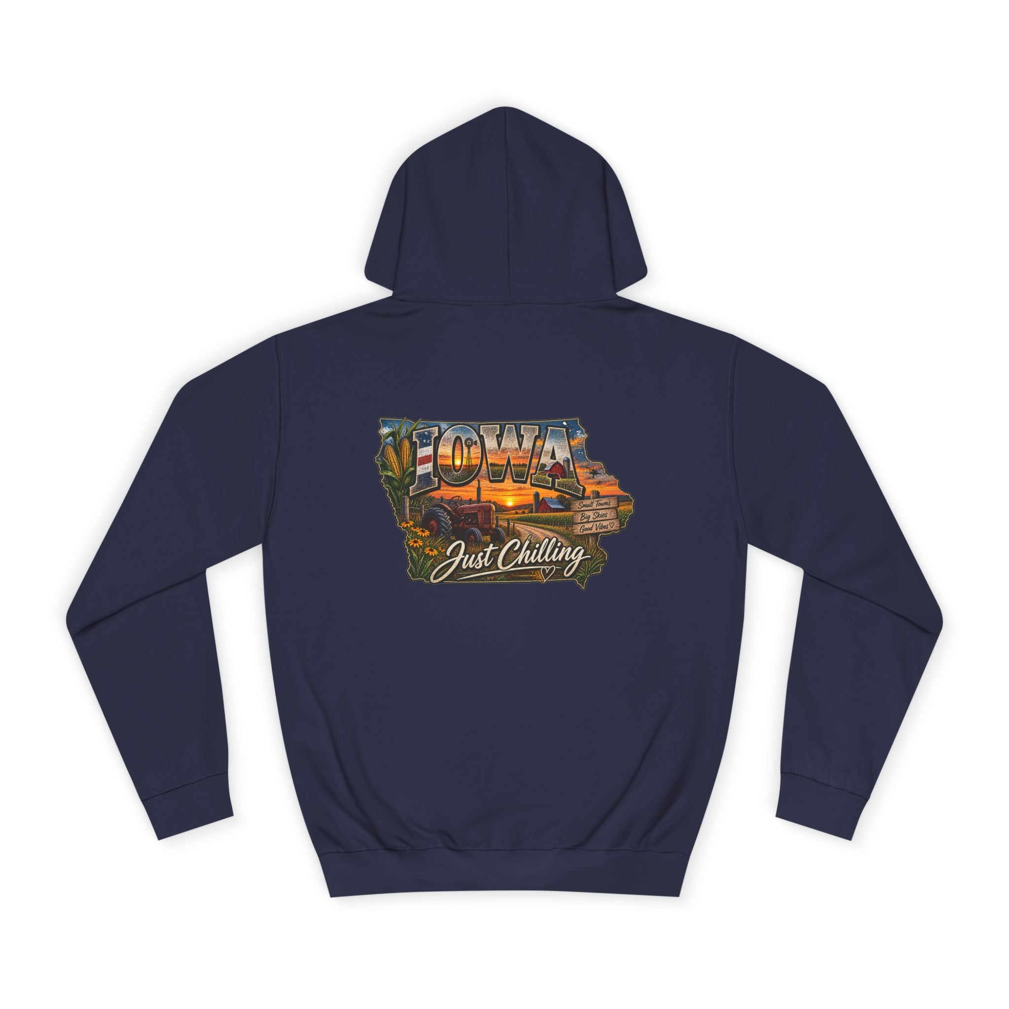 Iowa State Hoodie — 'Iowa Just Chilling' Retro Landscape College Sweatshirt