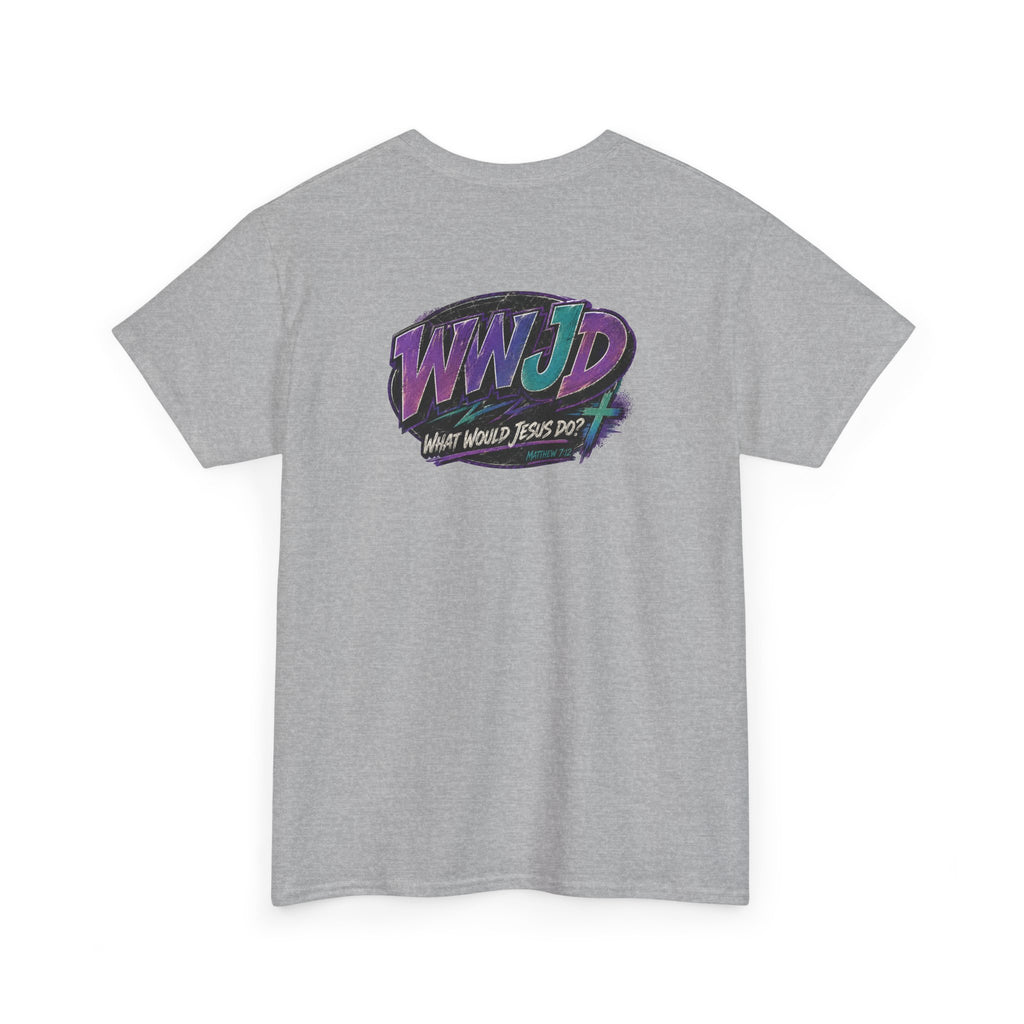 WWJD Retro Graphic Tee — "What Would Jesus Do?" 90s Style Christian T-Shirt