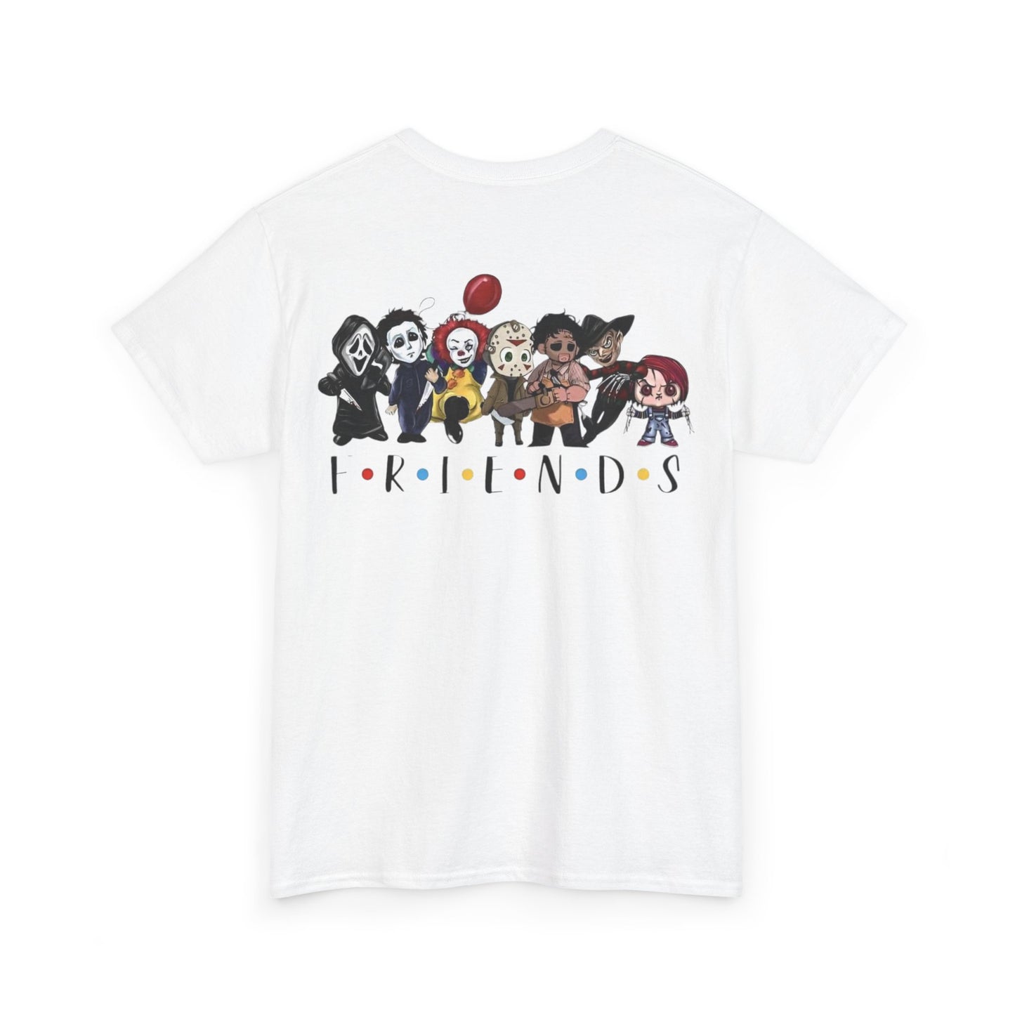 Creepy Friends Chibi Horror Tee – Funny Halloween Cartoon Villains T-Shirt, Unisex, Made in the USA