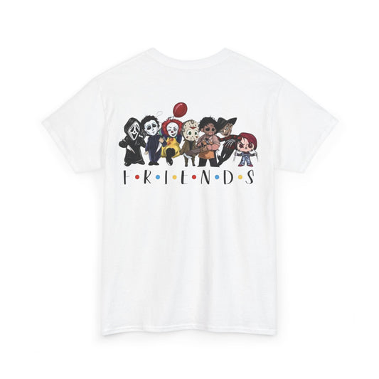 Creepy Friends Chibi Horror Tee – Funny Halloween Cartoon Villains T-Shirt, Unisex, Made in the USA