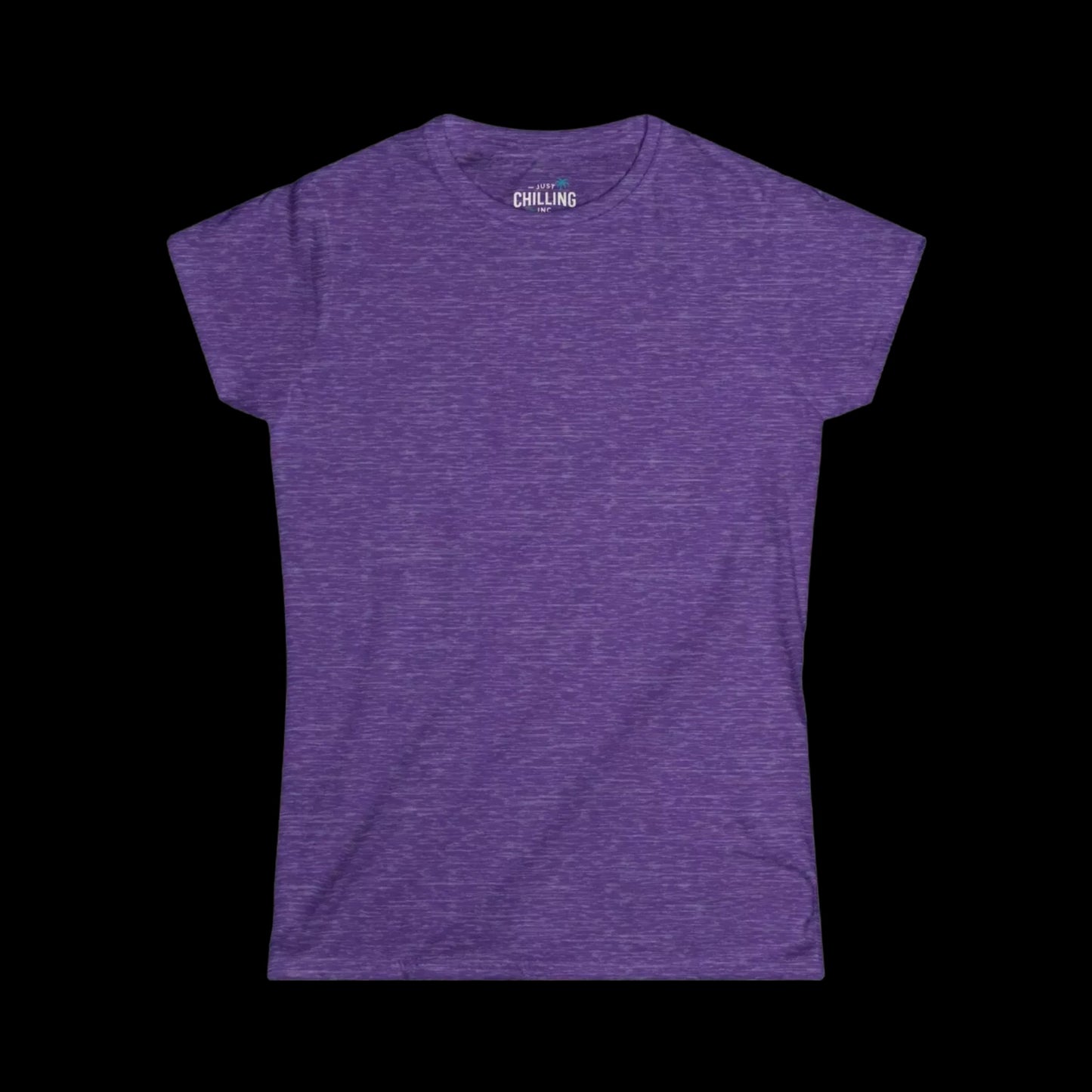 A purple t-shirt with a white logo on the left side of the chest.