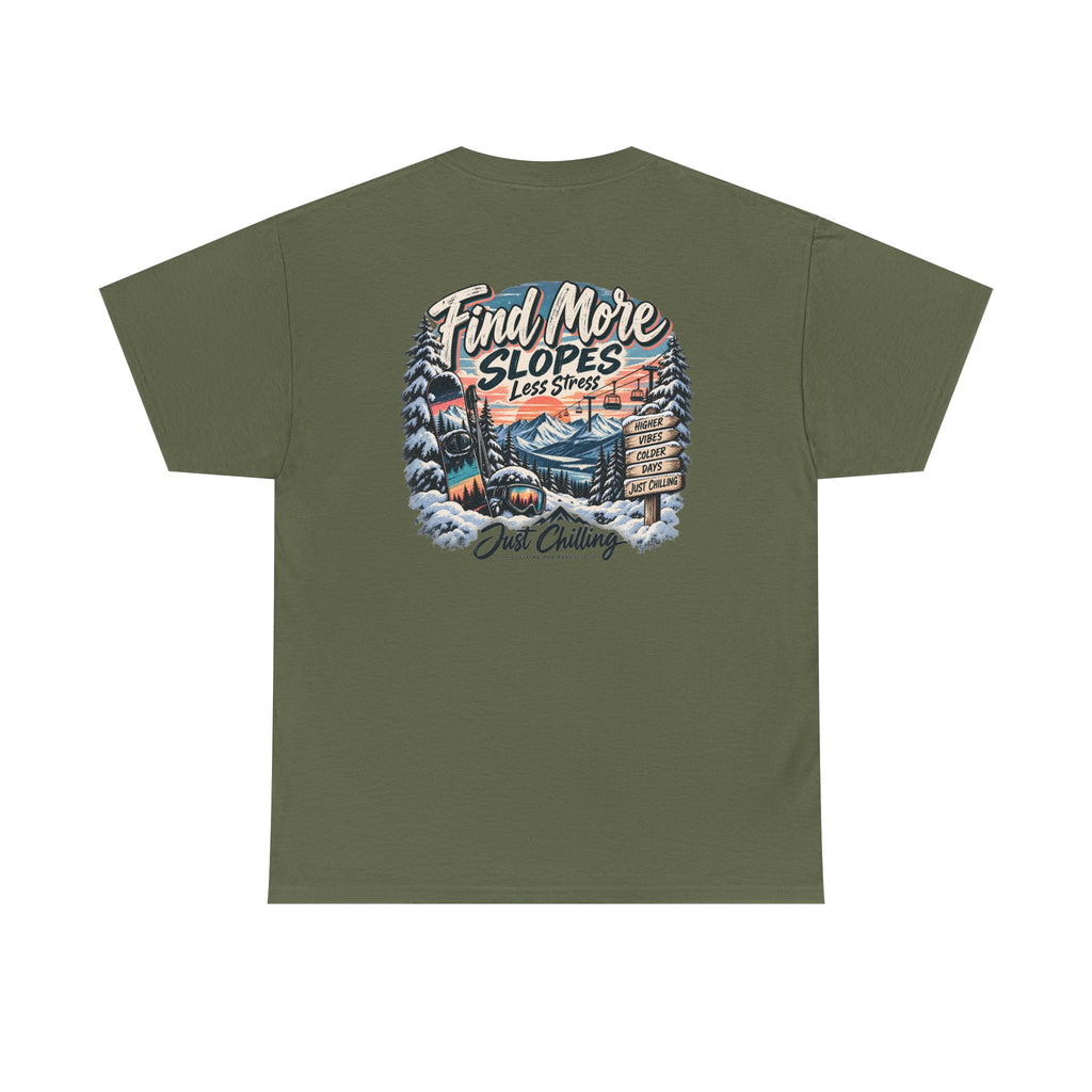 Camiseta Gráfica de Esquí Just Chilling - Encuentra Más Pistas, Menos Estrés