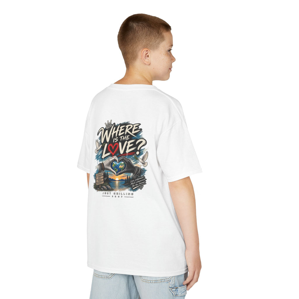 Where’s the Love? Kids Unisex Graphic Tee | Just Chilling Shop