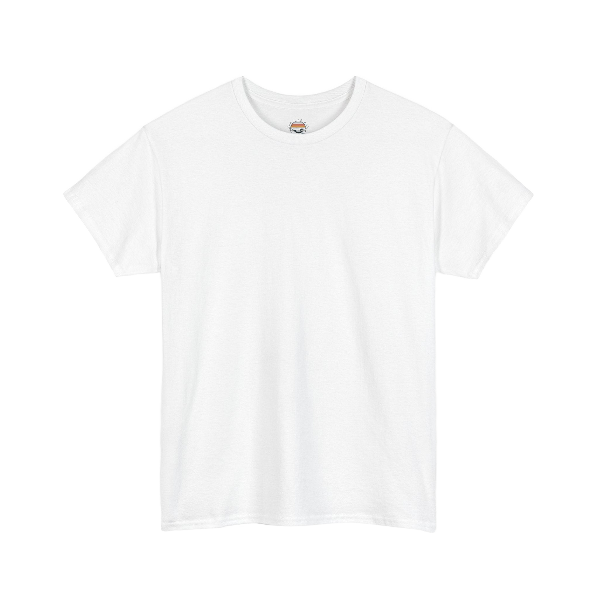 A plain white t-shirt against a black background.