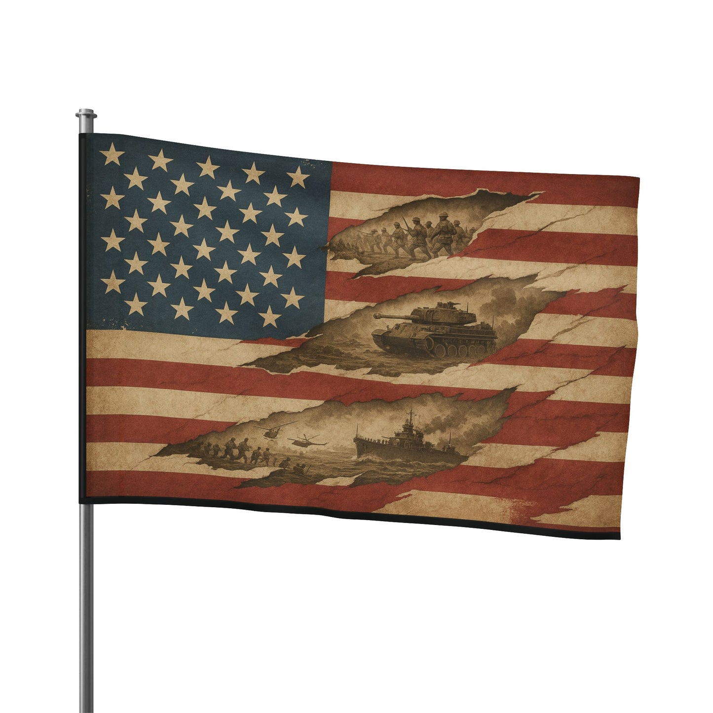 Torn American Flag - Hidden Battles Patriotic Wall Art