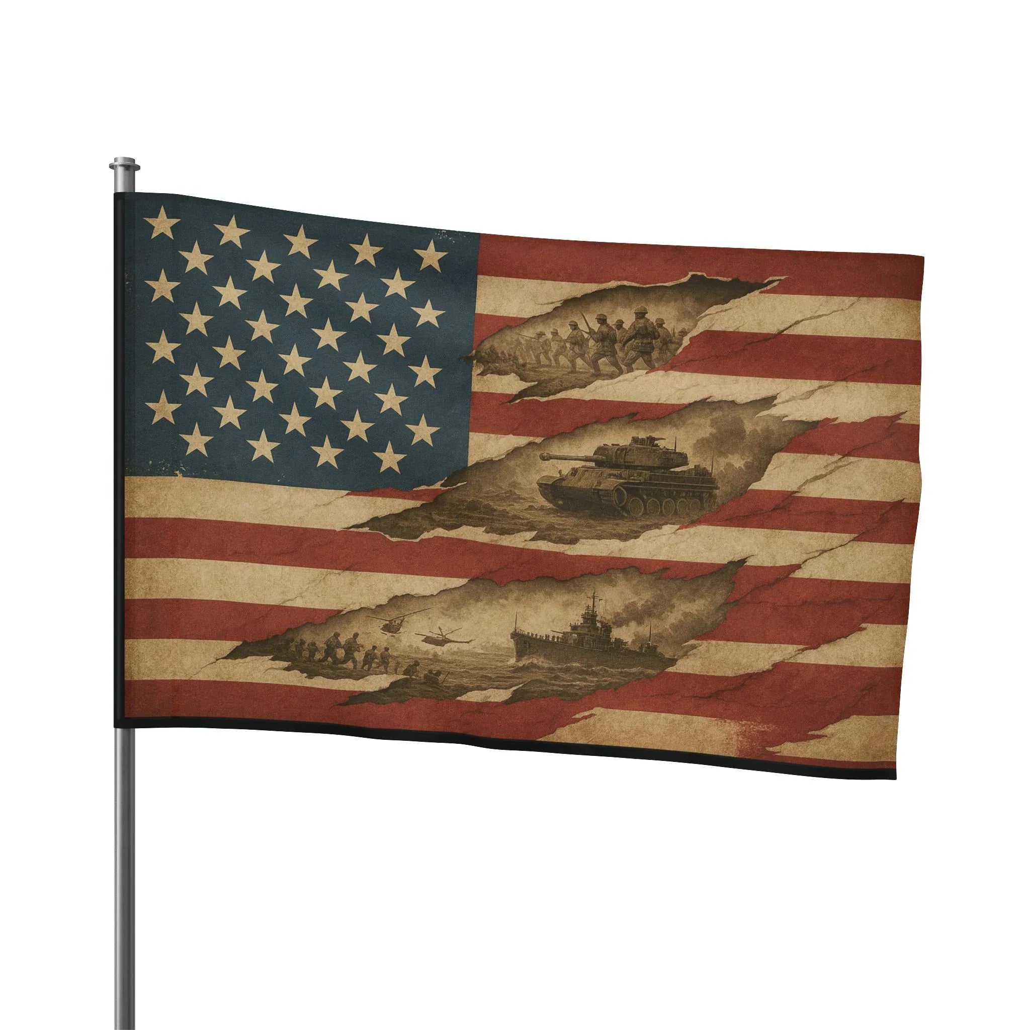 Torn American Flag - Hidden Battles Patriotic Wall Art - Just Chilling Inc.