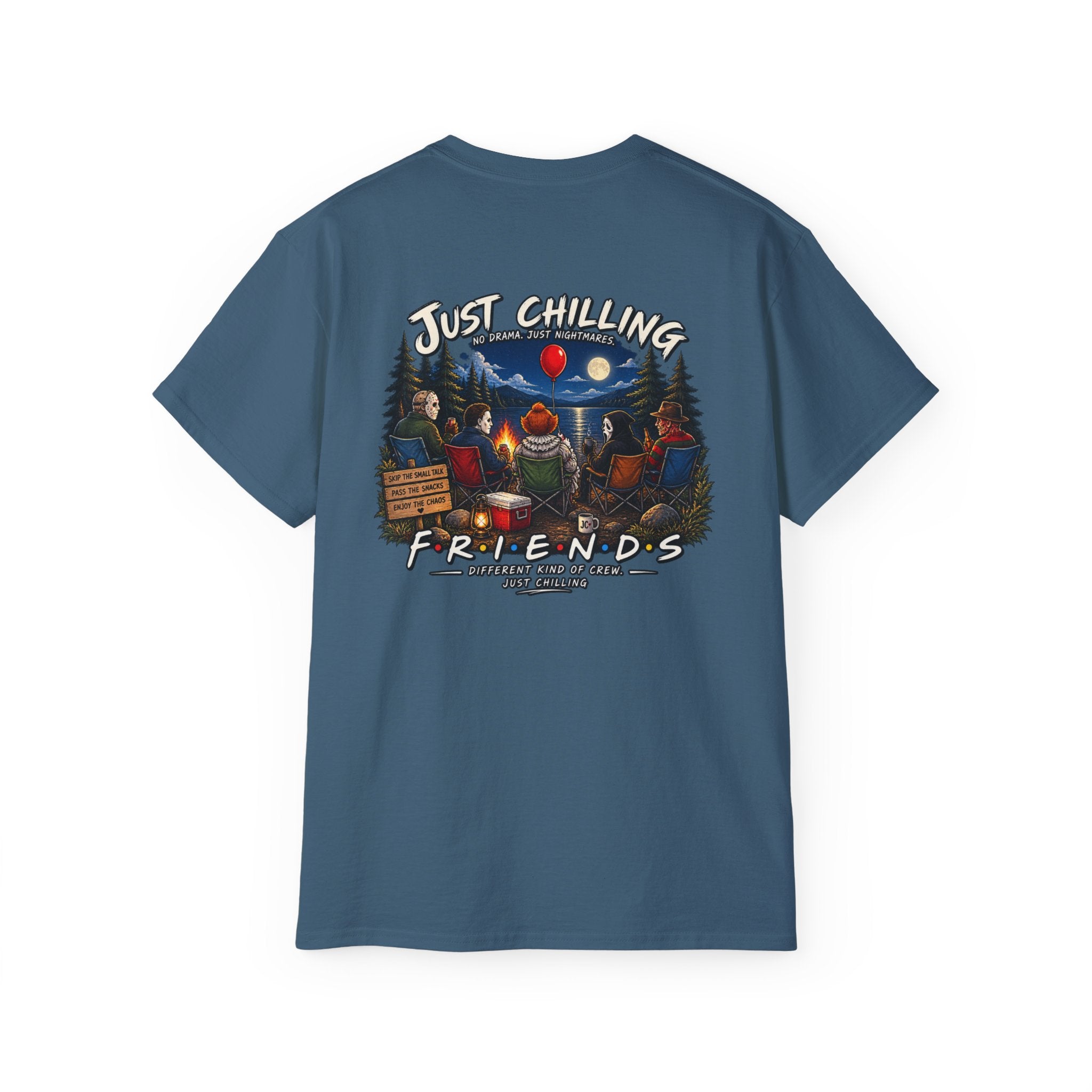 All Your Favorite Creepy Friends T-Shirt – Horror Movie Villains “Just Chilling” Graphic Tee | Made in the USA