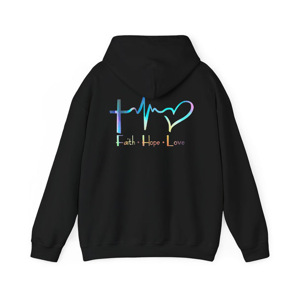 Faith Hope Love Hoodie – Christian Cross Heartbeat Pullover