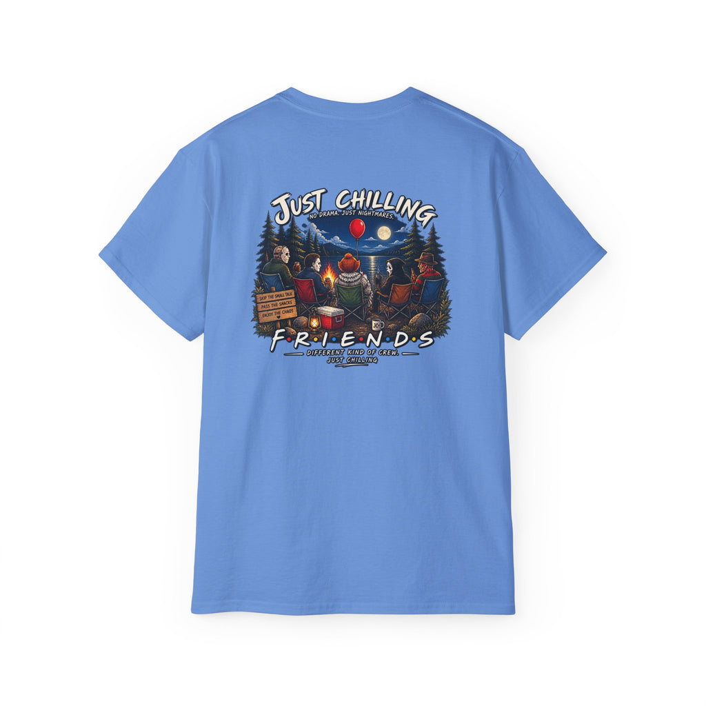 All Your Favorite Creepy Friends T-Shirt – Horror Movie Villains “Just Chilling” Graphic Tee | Made in the USA