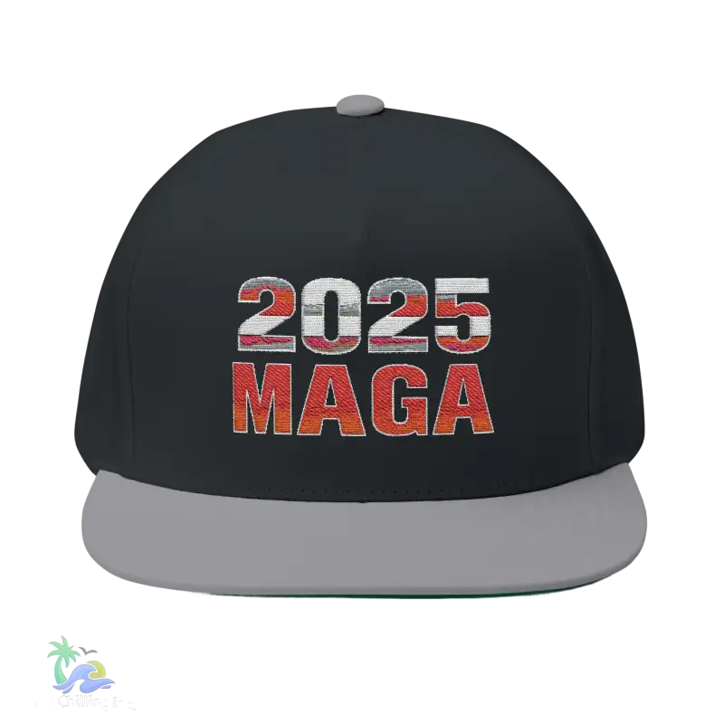 a black and white hat with the word maga printed on it