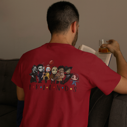 Creepy Friends Chibi Horror Tee – Funny Halloween Cartoon Villains T-Shirt, Unisex, Made in the USA