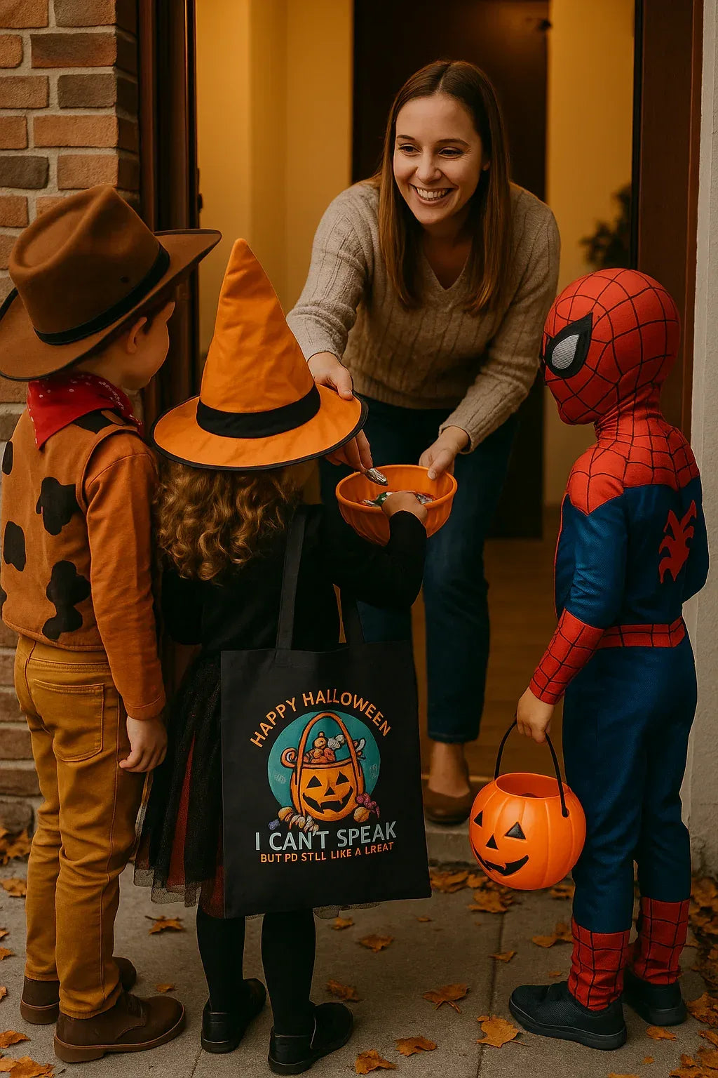 Cotton Canvas Tote | Heavy Duty Trick-or-Treat Bag with Printed Inclusive Message - Just Chilling Inc.