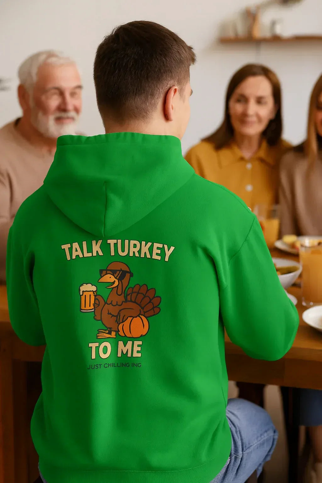 Thanksgiving Hoodie – Cozy Fall Turkey Sweatshirt With Adjustable Hood & Embroidery - Just Chilling Inc.