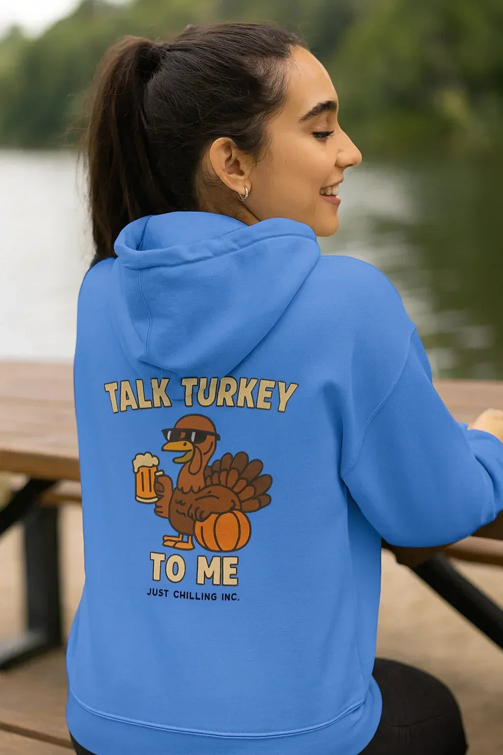 Thanksgiving Hoodie – Cozy Fall Turkey Sweatshirt With Adjustable Hood & Embroidery - Just Chilling Inc.