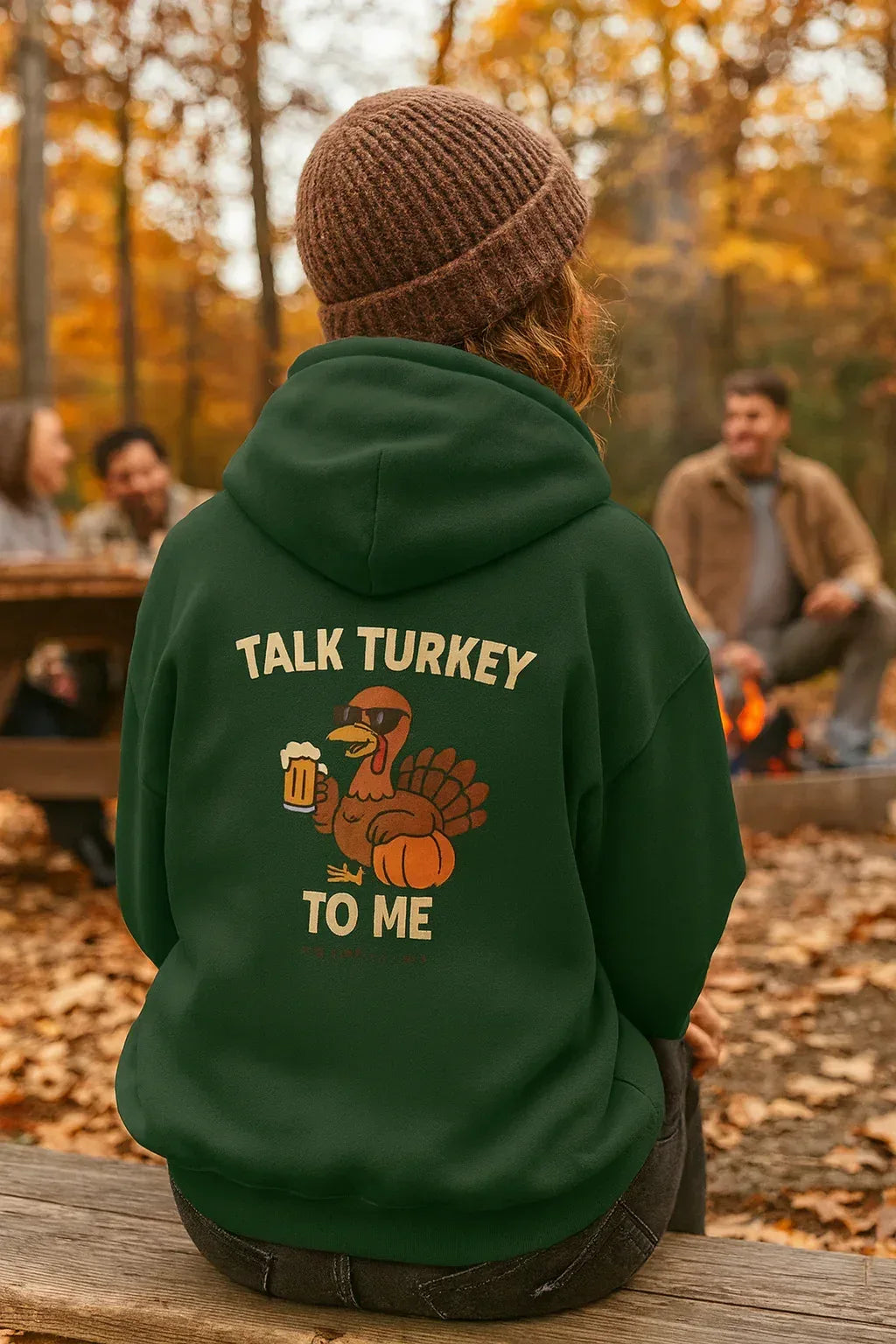 Thanksgiving Hoodie – Cozy Fall Turkey Sweatshirt With Adjustable Hood & Embroidery - Just Chilling Inc.