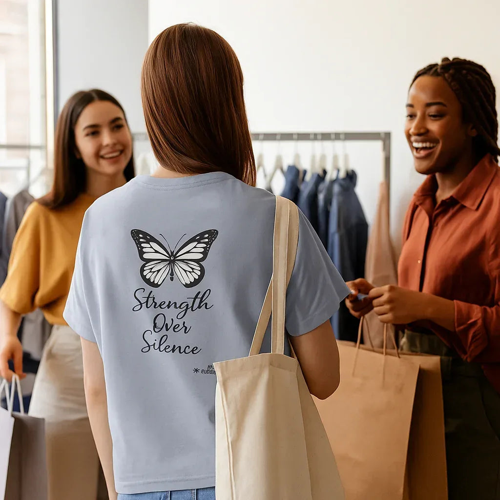 Domestic Violence Awareness Tee - Unisex Cotton Shirt With Soft Ring Spun Cotton - Just Chilling Inc.